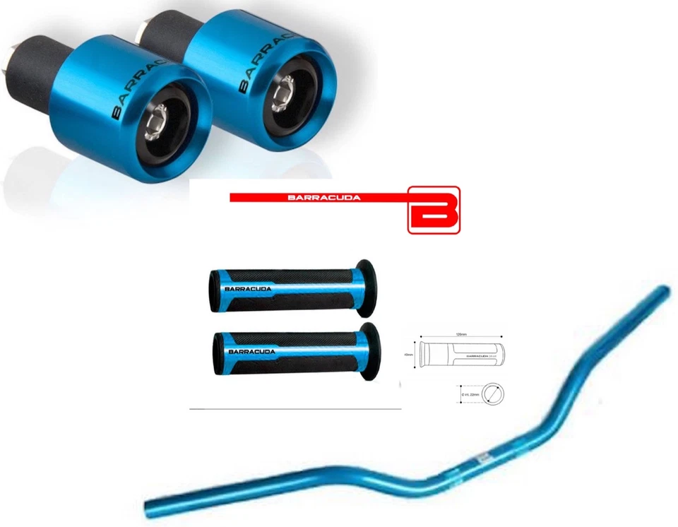 BARRACUDA handlebar 22/22 counterweight knobs BLUE BMW R65 LS R100/7 F650 GS - Image 1 of 1