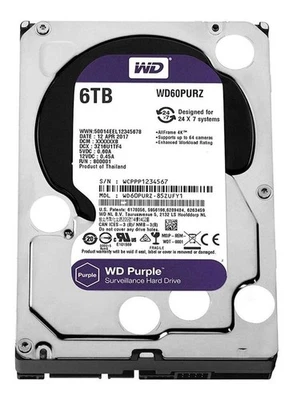Western Digital 6TB WD Purple Surveillance Internal Hard Drive HDD -  - WD60PURZ - Image 1 of 4