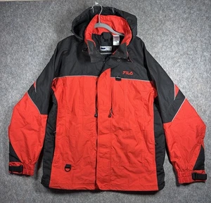 Vintage FILA rot schwarz Nylon Ski Snowboard Jacke Herren Large Made in Macau - Bild 1 von 9