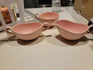 VTG Unmarked 1960s Pink Melamine Melmac STYLE Sugar Bowl(no Lid) Creamer & Cup - Picture 1 of 5