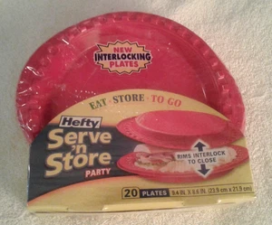 New in Package Hefty Serve N Store Interlocking Red Plates 20 Count - Picture 1 of 4