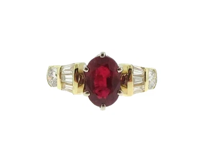 2.30 Carats Natural Ruby and Lab Grown Diamonds Ring In 14k Solid Two Tone Gold - Image 1 of 4
