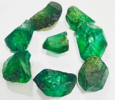 Certified Natural Green Emerald Uncut Rough Loose Gemstone 451.25Ct 8Pcs A018 - image 1 of 4