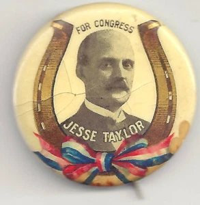 1908 OHIO 6th District Candidate JESSE TAYLOR Lucky Horseshoe Pin *AS IS* - Picture 1 of 1