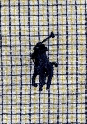 Ralph Lauren Andrew Mens Cotton Dress Shirt 16.5/34 Yellow Navy Blue Check - Image 1 of 4