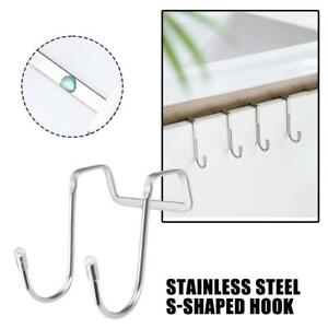 Stainless Steel Over Door Hook Reversible Clothes Rack Coats Hanger Drawer Q9S1