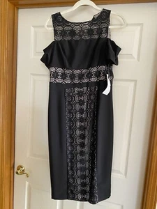 MAGGY LONDON womens black Sheath laced Illusion dress Size 6 - Picture 1 of 6