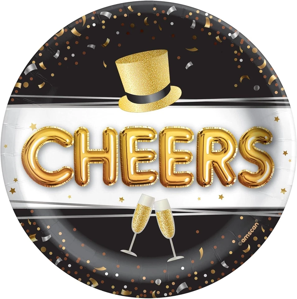 Pop Clink Cheers New Year Year's Eve Holiday Party 6.75" Paper Dessert Plates - Image 1 of 1