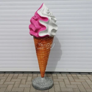 SOFTEIS ERDBEER VANILLE 138cm TOP EISWAFFEL EISTÜTE EISWERBUNG EISCAFÈ EISDIELE - Bild 1 von 3