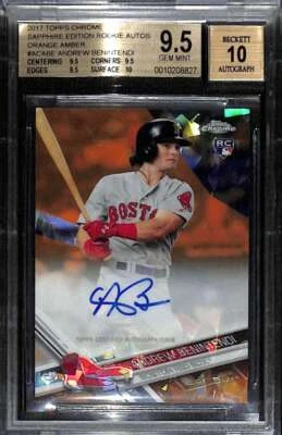 2017 Topps Chrome Sapphire Orange Refractor Benintendi Rookie Auto 4/25 BGS 9.5 - Image 1 of 2