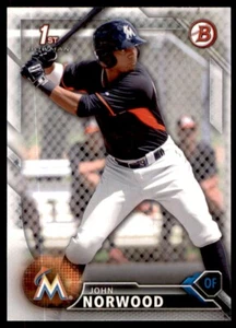 2016 BOWMAN PROSPECTS JOHN NORWOOD MIAMI MARLINS #BP27 - Picture 1 of 2
