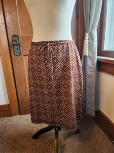 Gonna pull on stampa anni '70 Rayon con cravatta donna taglia large - Foto 1 di 8