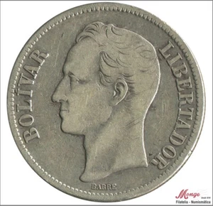 Venezuela 5 Bolivares 1919 / Simon Bolivar / 24,65 gr. plata MBC - Picture 1 of 2