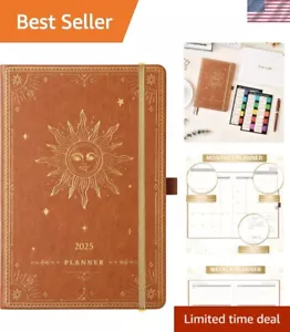 Elegant 2025 Faux Leather Planner - Weekly & Monthly Organizer with Notes Pages - Picture 1 of 10