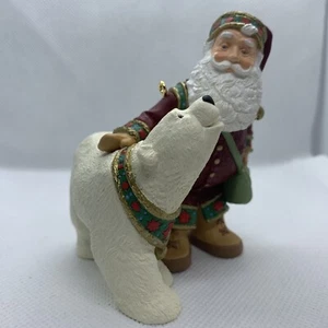 1997 SANTA'S POLAR FRIEND NEW Hallmark Ornament SANTA BEAR Arctic Cute ARCHIVES - Picture 1 of 11