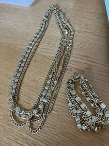 Sarah Coventry Chain Necklace And Matching Bracelet, EUC - Picture 1 of 6