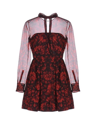 Mini abito Valentino in seta trasparente cotone stampa floreale rosso nuovo con etichette autentico M 44it