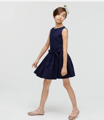 Classic J. Vestido Crew Azul Corte Redondo Niñas Cintura Corbata Talla 5 Niñas Preppy Niño Foto 1 de 4