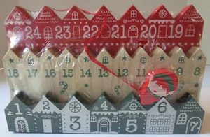 Wooden Christmas Countdown Holiday Calendar Elf Table Decor New Red White Green - Picture 1 of 8