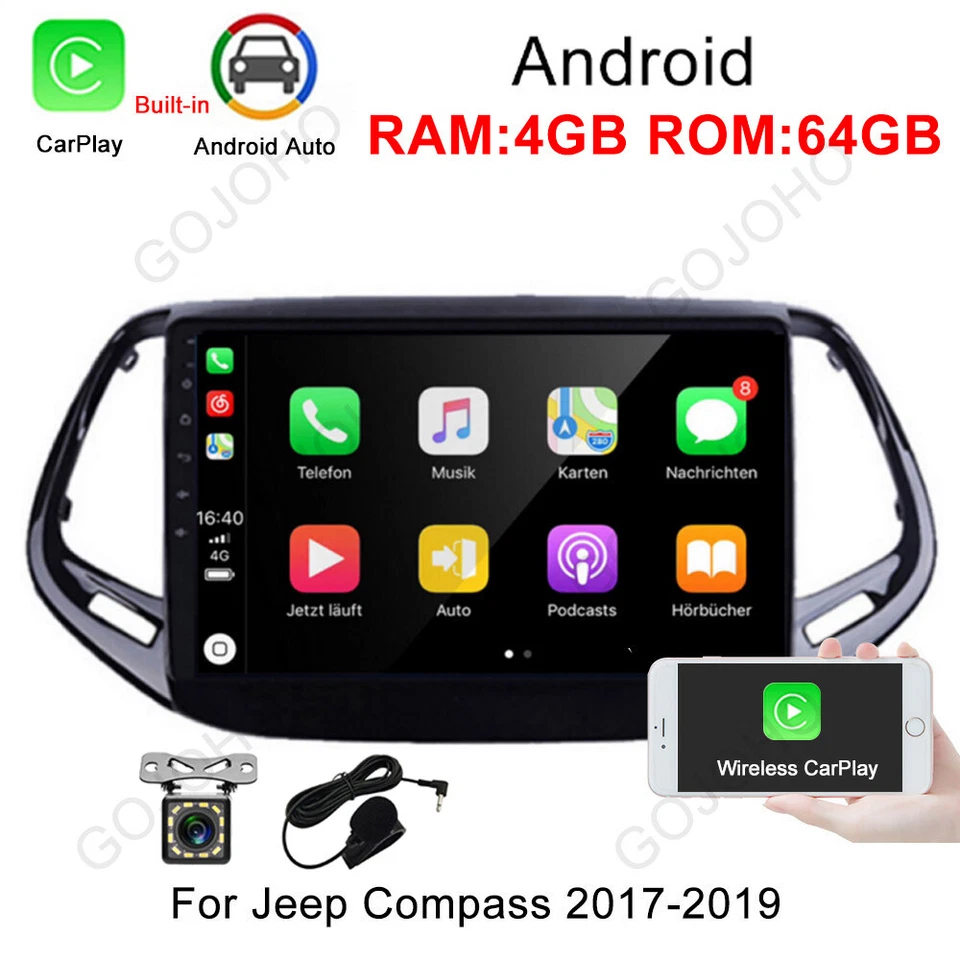 64GB Android 13 For Jeep Compass 2017-2019 Car Stereo Radio GPS NaviWifi CarPlay - Image 1 of 4