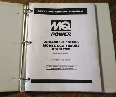 MQ Power DCA-150USJ Ultra Silent Generator Operation Parts Manual MultiQuip 2008 - Image 1 of 4