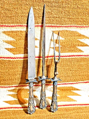 HERMOSO JUEGO DE TALLA DE 3 PIEZAS GORHAM " BUTTERCUP" PLATA ESTERLINA SCARC con ACERO Foto 1 de 4