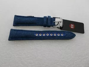 Genuine Michele 20 mm Denim Blue Watch Band Strap NEW - Picture 1 of 4