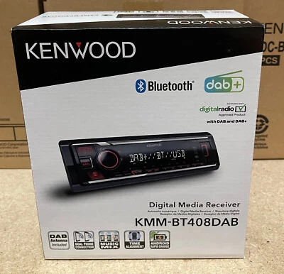 Kenwood Car Stereo USB Mechless Media Player Bluetooth DAB Radio KMM-BT408DAB - Image 1 of 2