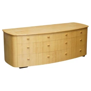 SUBLIME BOW FRONTED BAXTER & LEE SATIN BIRCH CHEST OF DRAWERS SIDEBOARD PART SET - Picture 1 of 19