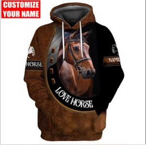 Personalized Name Love Horse Un 3D HOODIE Mother Day Gift All Over Print Us Size - Picture 1 of 3