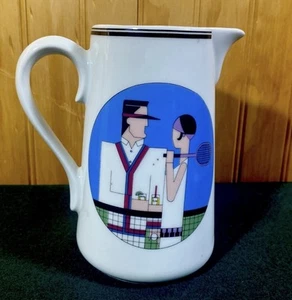 JARRA DE TENIS ACUÁTICO DE PORCELANA PHILIPPE DESHOULIERES FRANCIA DECORACIÓN ÚNICA RARA - Imagen 1 de 11