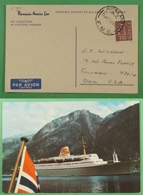 DR WHO 1972 NORUEGA PAQUEBOT SAGAFJORD ENVÍO POSTAL NUEVA ZELANDA A ESTADOS UNIDOS R18316 Foto 1 de 3