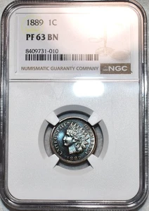 NGC PF-63 BN 1889 Indian Head Cent, Deeply Mirrored, Beautifully Toned PQ Proof! - Picture 1 of 2