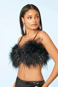 FOREVER 21 Feather Cropped Cami - Picture 1 of 5