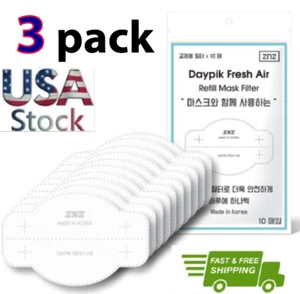 3 PACK (30 pcs) Daypik Fresh Air Refill Mask filters, Made In KOREA, Microfiber - Picture 1 of 12