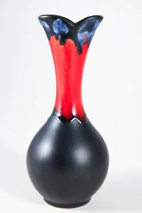 Vintage Haeger Art Pottery Black Mystique Orange Red Lava Drip MCM Vase #4001 - Picture 1 of 10