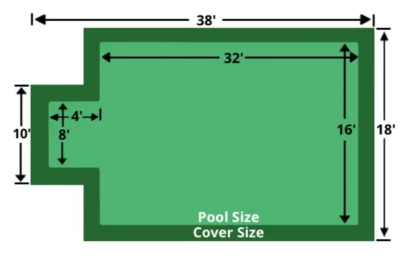 Cubierta de piscina de malla verde 16x32 + 4x8 Loop-Loc con escalón central - LLM1063 Foto 1 de 4