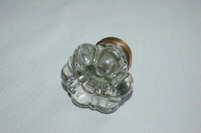 ANCIEN BOUTON DE PORTE DE MEUBLE TIROIR en CRISTAL /VERRE POIGNÉE ANCIENNE - Photo 1/3