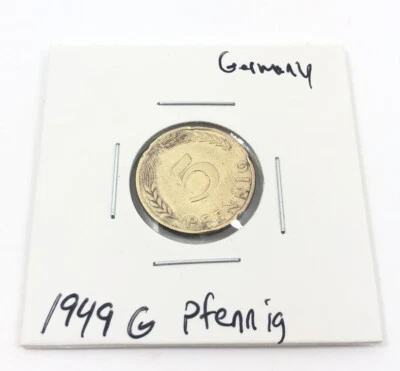 1949 G Germany 5 Pfennig Circulated Coin Currency Post WWII 1370-L - Image 1 of 4