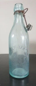Rare Antique J Ed BAKER aqua applied blob top bottle newburgh New York - Bild 1 von 9