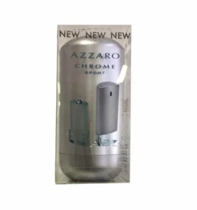 Azzaro Chrome Sport 0.5 oz EDT spray+ 0.5 edt refillable Mens Set NIB - Picture 1 of 1