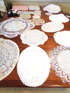 Collection of mostly round Antique Doilies - Picture 1 of 9