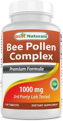 Best Naturals Bee Pollen Complex 1000 mg 120 Tablets, Healthy Metabolism  - Image 1 of 4