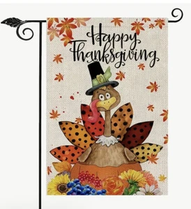 Happy Thanksgiving Turkey flag 18” x 12” canvas look Brand New - Picture 1 of 4