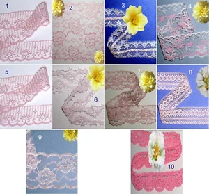 Assorted Pink Lace Trim 4 - 14 Yards x 1" - 7" Rose Coral 05XB CLOSEOUT - Picture 1 of 11