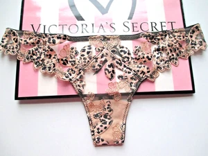 VICTORIA'S SECRET VERY SEXY Leopard Thong Panty VS Mesh Lace Embroidery M L XL - Picture 1 of 6