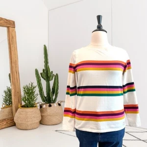 Talbots Women's L Annabelle Striped Long Sleeve Tee Multi Color Stripe Ivory - Picture 1 of 11