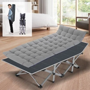 H&ZT Folding Bed Camping Cot for Adults  Military Army Mattress Cot & Carry Bag - Picture 1 of 22