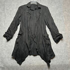 Patrice Breal Collection Jacket Womens Medium Black Linen Open Lagen Boho Light