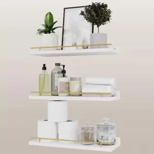 KIT DE ESTANTERÍAS FLOTANTES DE MADERA UNIDAD DE EXHIBICIÓN MONTADA EN PARED HOGAR OFICINA BAÑO - Imagen 1 de 26